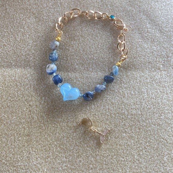 Crystal bracelet aquamarine heart,kyanite - Picture 3 of 4